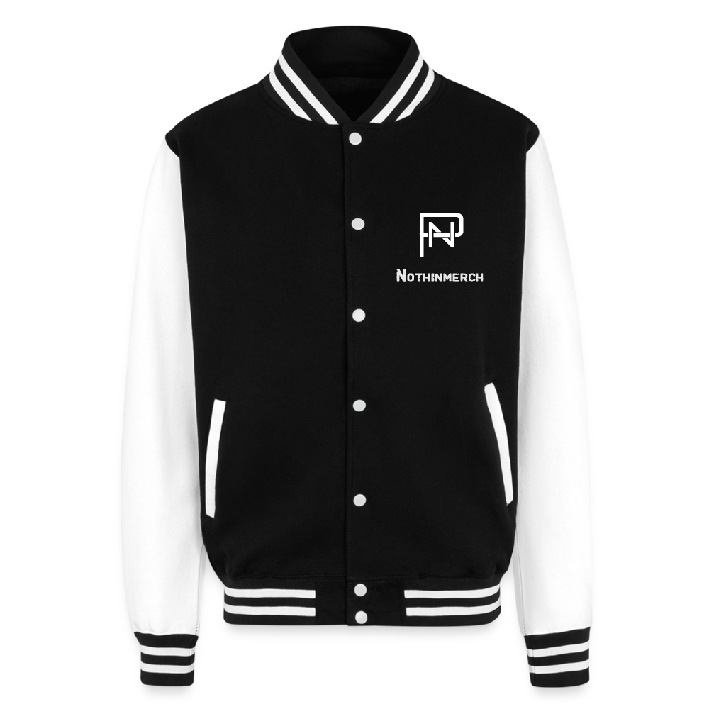 Nothinpodcast Heavyweight Letterman Jacket - black/white