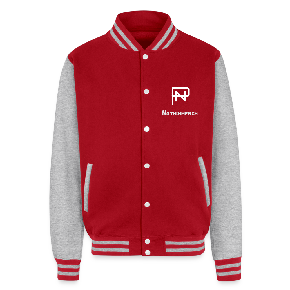 Nothinpodcast Heavyweight Letterman Jacket - red/heather grey