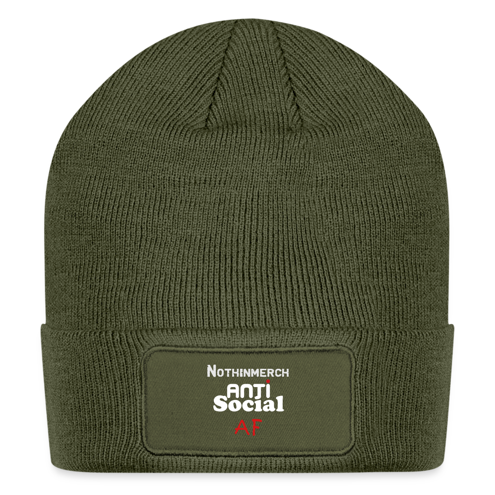Anti Social Patch Beanie - olive