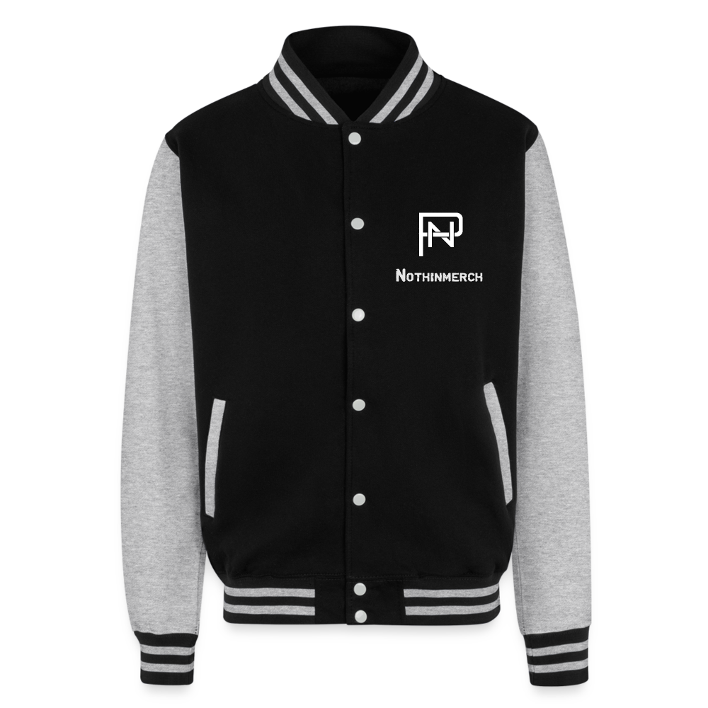 Nothinpodcast Heavyweight Letterman Jacket - black/heather grey