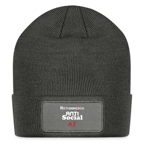 Anti Social Patch Beanie - charcoal grey