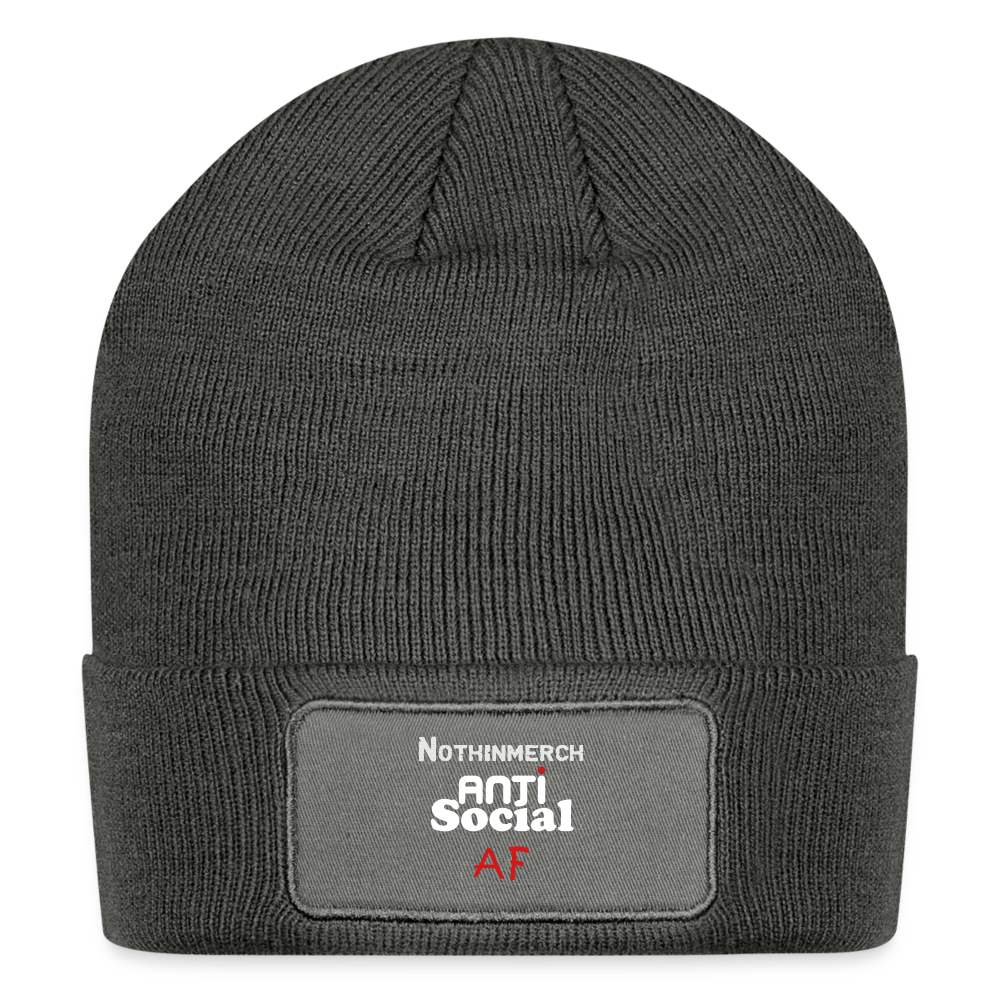 Anti Social Patch Beanie - charcoal grey