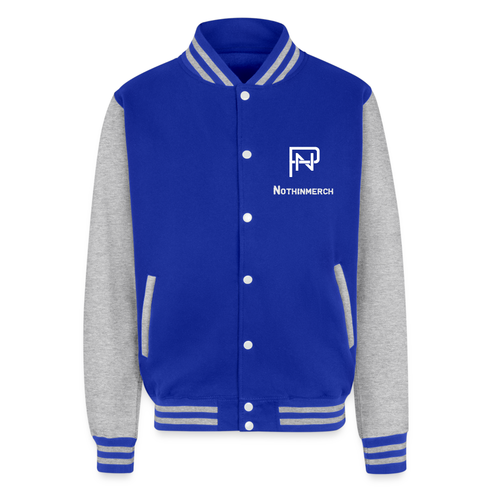 Nothinpodcast Heavyweight Letterman Jacket - royal/heather grey