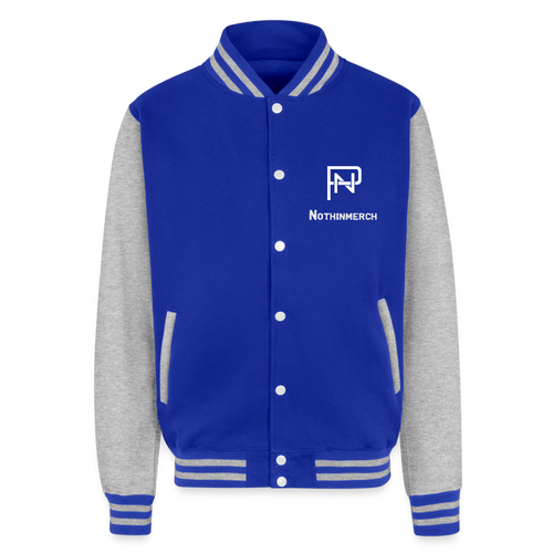 Nothinpodcast Heavyweight Letterman Jacket - royal/heather grey