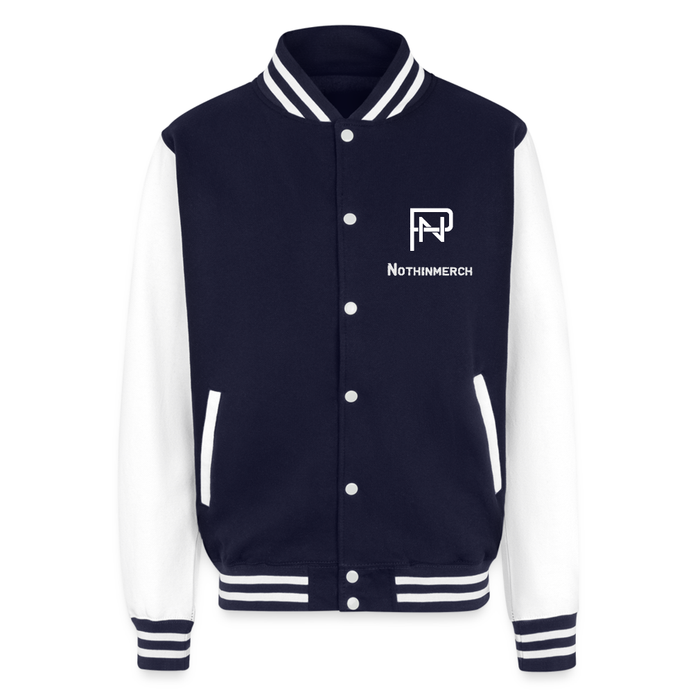 Nothinpodcast Heavyweight Letterman Jacket - navy/white