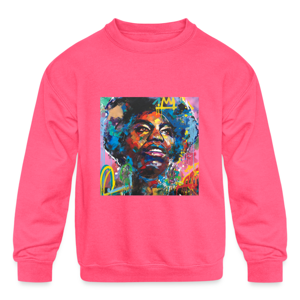 Kids' Nina Simone Crewneck Sweatshirt - neon pink