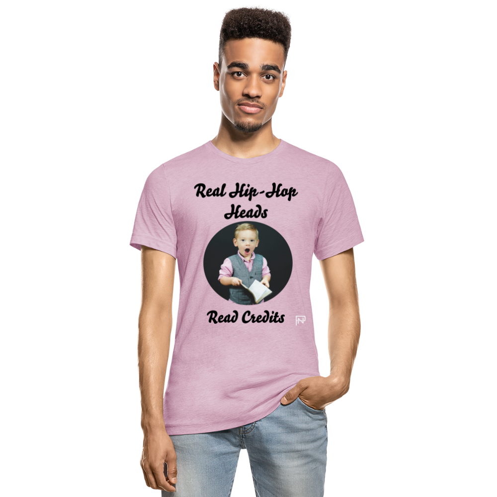 Real Hip hop Heads Read Credits Unisex Heather Prism T-Shirt - heather prism lilac